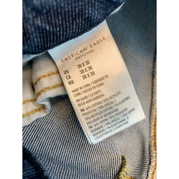 American Eagle Jeans Mens 30x30 Original Straight Whiskered Y2K Denim Airflex+ - Picture 9 of 10